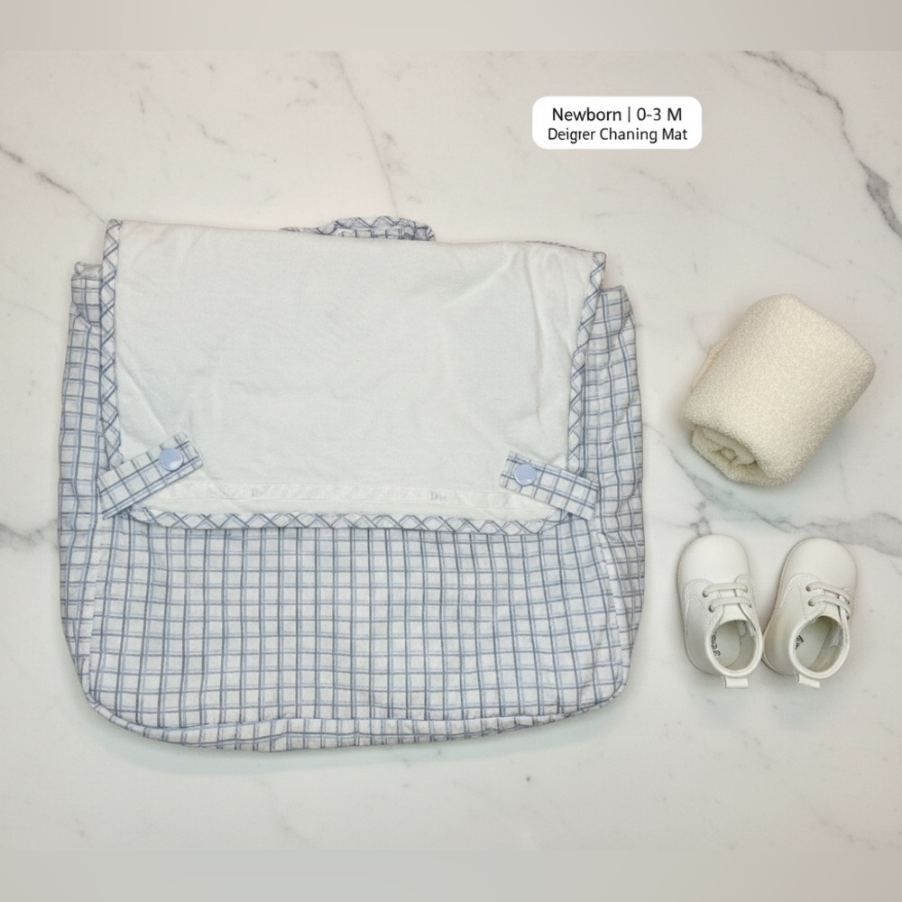 🍼✨ Baby Dior ✨ Blue and White Checkered Baby Changing Bag
